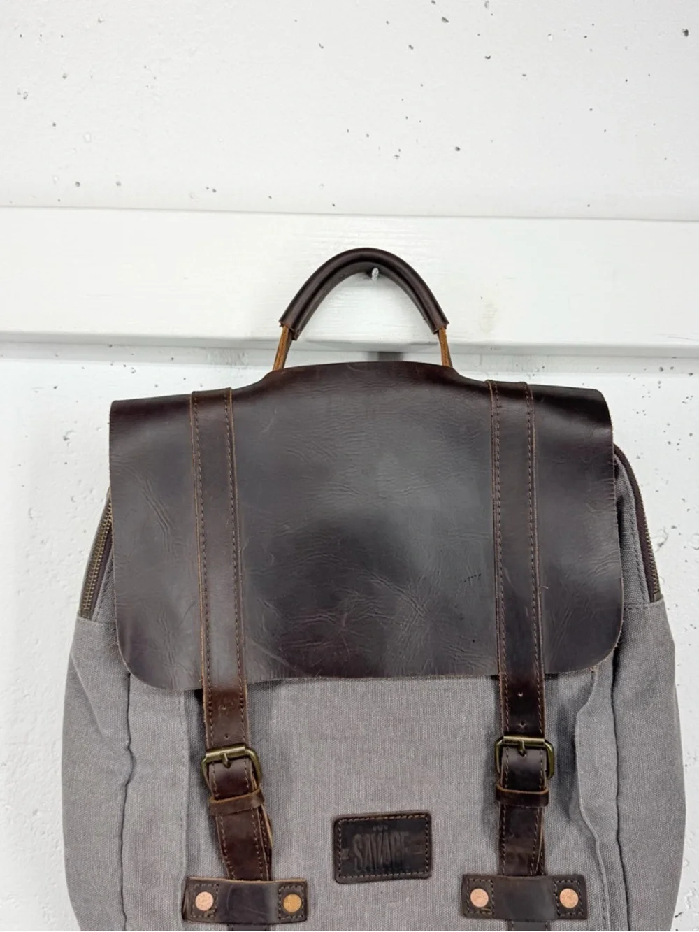 Savage Supply Leo Brown Canvas and Leather Backpack